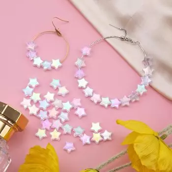 Бусины россыпью 50 шт. Материалы ручной работы имитация стекла мода плоский дно браслет ожерелье аксессуары пятиконечная звезда 10 мм DIY взрыв 10mm 50pcs розовый