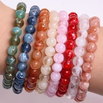 Бусины россыпью, аксессуары для бисероплетения, 8 мм, ручная работа, изготовление ювелирных изделий из смолы, браслет, ожерелье, аксессуары, 30 шт., модный имитационный нефритовый камень, круглый Style16 8mm 30Pcs