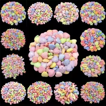 Бусины россыпью для изготовления ювелирных изделий, ожерелья, браслета, кулона, цветка, короны, сердца, непрозрачные, для поделок своими руками, 20/40 шт., акрил 20Pcs 11*8mm Pet