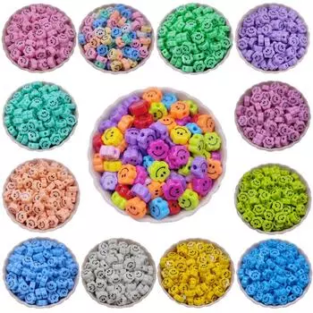 Бусины россыпью, изготовление украшений своими руками для акриловых цветочных улыбающихся ожерельев, браслетов, подвесок, амулетов, 10 шт., 9 мм, оптовая продажа бусин 14