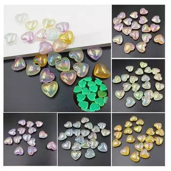 Бусины россыпью, материалы ручной работы, светящиеся, модные, браслеты своими руками, желейные, цветные, ювелирные аксессуары, 5 шт., ожерелье в форме персикового сердца Aurora Dazzle жёлтый