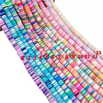 Бусины россыпью многоцветные смешанный стиль DIY для изготовления ювелирных изделий 13 цветов радуга мягкая глина кулон ожерелье браслет 8