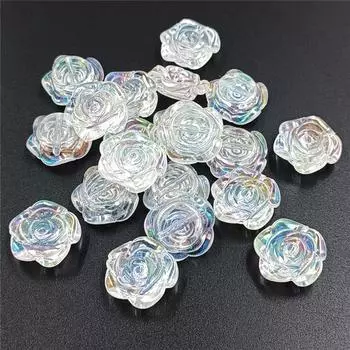 Бусины-розы, подвески, акрил для изготовления браслетов и ожерелий, подвески AB Magic Color, с плоским дном, перфорированный цветок, креативная мода, 10 шт. жёлтый
