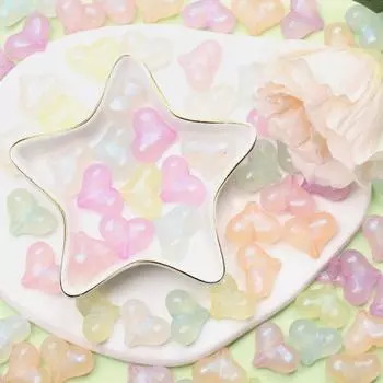 Бусины с бантом и горизонтальным отверстием, ожерелье, кулон «сделай сам», аксессуары, бусины в виде сердца с вертикальным отверстием, флуоресцентный цвет, модные аксессуары, 20 шт. Heart разноцветный