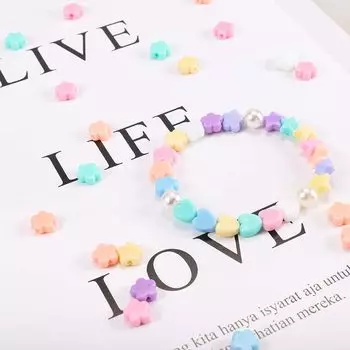 Бусины с буквами, свободные бусины для изготовления украшений своими руками, подвеска, изготовленная вручную из бисера конфетного цвета, цветок, звезда, клубника, бусины с отверстием Star 14mm 20Pcs