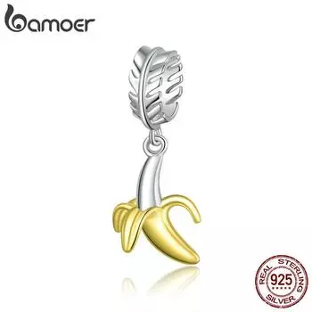 Бусины с покрытием Bamoer для изготовления ювелирных изделий, стерлинговое серебро 925 пробы, забавный шарм-банан для оригинального серебряного браслета, браслет «сделай сам» 925 silver
