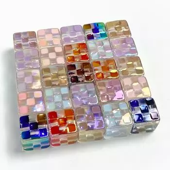 Бусины с прямыми отверстиями, кубик Рубика, бусины, капли, масляные, цветные, квадратные, 5 шт., шахматная клетка, ювелирные аксессуары, УФ-ослепление света кофе