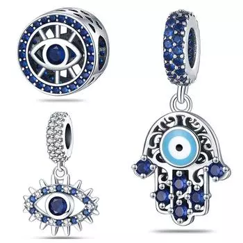 Бусины серии Magic Eye Blue Eye Tima, медные, посеребренные