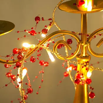 Бусины светодиодные легкие водонепроницаемые сказочные украшения для рождественской вечеринки на открытом воздухе в помещении красный