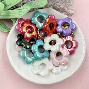 Бусины своими руками 19 мм для изготовления сережек, ожерелий, иллюзорный цвет, материал ручной работы, 20 шт., акриловые модные полые пятиугольные цветочные креативные аксессуары синий