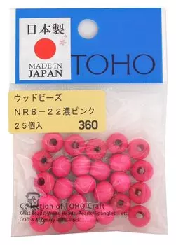 Бусины TOHO Craftsmanship Domestic Wood, внешний диаметр около 8 мм, размер около темно-розового цвета, 25 штук (Отверстие 3мм) НР8-22