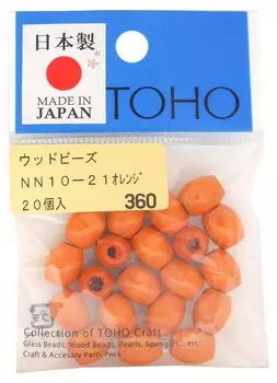 Бусины TOHO Craftsmanship Domestic Wood, внешний диаметр приблизительно 8 x 10 мм, размер приблизительно оранжевый, 20 штук (Отверстие 3мм) NN10-21 оранжевый