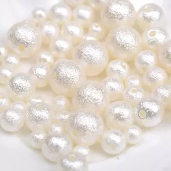 Бусины в виде хлопкового жемчуга с двойным отверстием, набор из 4 мм, 6 мм, 8 мм, 10 мм, 12 мм, примерно 370 круглых бусин, материалы для рукоделия, жемчуг из смолы, ручная работа