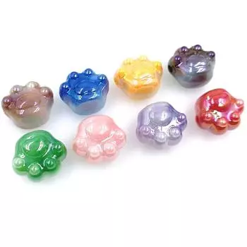 Бусины в виде кошачьих лапок, аксессуары для украшений своими руками, двухцветный модный акриловый браслет, ожерелье, 10 шт., ослепляющий УФ-излучением материал для изготовления бусин зелёный