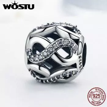 Бусины WOSTU из стерлингового серебра 925 пробы «Бесконечность любви» подходят для оригинального браслета-подвески WST, ювелирные украшения