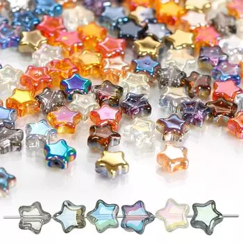 Бусины Звезды Акриловые бусины Бусины с отверстиями в форме звезды 8 мм Цветные стеклянные бусины Аксессуары в форме звезды Детали бусин Детали аксессуаров для бусин DIY Ручная работа Ремесло
