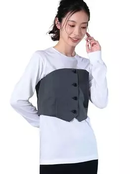 Бюстье из полиэстеровой шерсти и твила СЕРЫЙ 36 64010163152 [Demilx Beams] Рубашка/блузка женская S/S серый