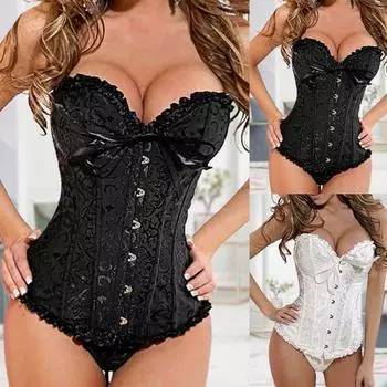 Бюстье из жаккардового корсета для коррекции живота S белый