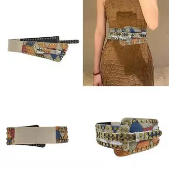 Бюстье поясной ремень с заклепками для клуба пояс для ковбойши эластичный винтажный пояс для горячей девушки пояс с цепочкой и заклепками сексуальный пояс разноцветный