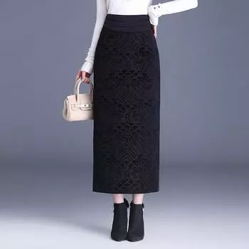 Bust skirt women s summer high waist skirt umbrella skirt medium and long skirt drooping a-word skirt spring women s small spring and autumn senior M (recommended weight 90-50 kg) чёрный