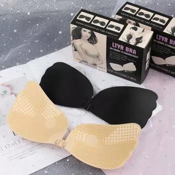 Бюстгальтер Angel Wings Invisible Gathered Bra - сексуальная плотная чашка в форме руки и дышащие наклейки на соски Beige