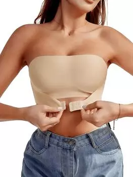 Бюстгальтер-бандо Varsbaby для женщин, нескользящий, без бретелек, застежка спереди, декольте, топ-труба S бежевый