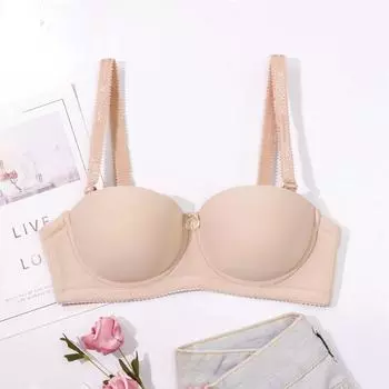 Бюстгальтер Beauty Back, глянцевый бюстгальтер большого размера, без бретелек, Нескользящее невидимое платье с половиной чашки, нижнее белье 80C бежевый