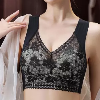 Бюстгальтер бесшовный бюстгальтер для женщин однотонное нижнее белье пуш-ап бюстгальтер с подкладкой жилет кружевной топ бюстгальтер L чёрный