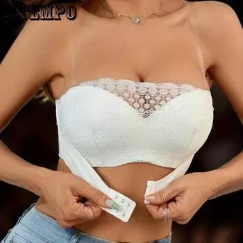 Бюстгальтер без бретелек, женский, красивый, сзади, бюстгальтер больших размеров, кружевной, собранный, регулируемый, бюстгальтер без бретелек 32/70B белый