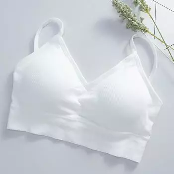 Бюстгальтер без косточек для фитнеса, кружевное нижнее белье с тонкими бретелями, женский противолегкий противоударный сексуальный бюстгальтер пуш-ап с перекрестной спинкой One Size белый
