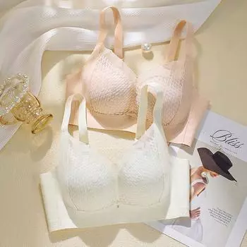 Бюстгальтер без косточек, собирает и регулирует форму без стального кольца, сексуальные кружевные средние и тонкие чашки немагнитные для женщин летом без следов 34/75B чёрный