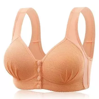 Бюстгальтер Без стального кольца Нижнее белье больших размеров Фиксированная чашка Пряжка спереди Жилет Бюстгальтер Хлопок 80A