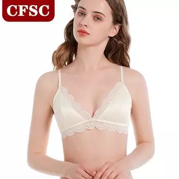 Бюстгальтер без стального кольца, приятное для кожи, дышащее нижнее белье, женский полый сексуальный кружевной бюстгальтер, бретельки можно регулировать S чёрный