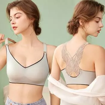 Бюстгальтер больших размеров, бесшовное нижнее белье с бабочкой, красивое женское нижнее белье на спине, женский облегающий жилет без стального кольца, топ, нижнее белье, бюстгальтер M чёрный