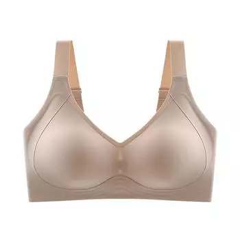 Бюстгальтер больших размеров для женщин, бесшовные бюстгальтеры пуш-ап, удобный беспроводной женский бюстгальтер без косточек, большой размер, активный бюстгальтер, сексуальное нижнее белье Mto6XL M бежевый