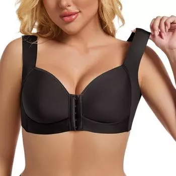 Бюстгальтер больших размеров с пуговицами спереди для женщин, бесшовный, тонкий, удобный, без стальных колец, собранный, пуш-ап 38/85CD чёрный
