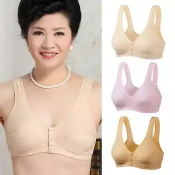 Бюстгальтер большого размера 36-44, бюстгальтер на пуговицах спереди, женский беспроводной жилет, стильный пуш-ап, удобный бюстгальтер из чистого хлопка для мам, чашка B 36/80 серый