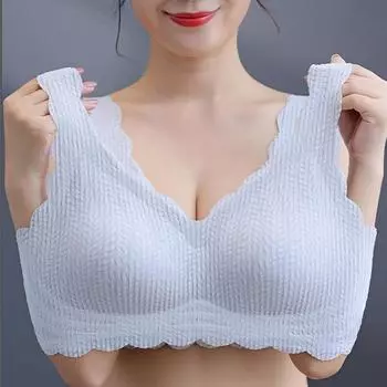 Бюстгальтер большого размера, летний красивый жилет типа бесшовного стального обода, тонкое, большая грудь, маленькое нижнее белье 75C чёрный