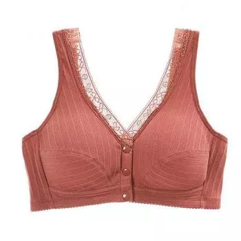 Бюстгальтер большого размера с открытой пряжкой спереди без стального кольца, кружевной жилет, бюстгальтер для матерей среднего и пожилого возраста, спортивное нижнее белье из хлопка с нитками для женщин 36 yards/80C серый