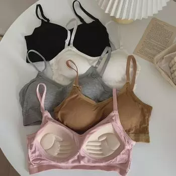 Бюстгальтер-бралетт из чистого хлопка с регулируемыми бретелями и запахом сзади One size серый