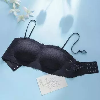 Бюстгальтер Бюстгальтер для женщин Тонкая сборка без бретелей, обернутых вокруг груди, дышащий антибликовый бюстгальтер без стального кольца S чёрный