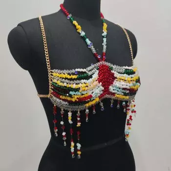 Бюстгальтер-цепочка для женщин, бикини, украшения, тематическая вечеринка, маскарад, лето