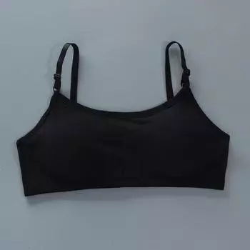 Бюстгальтер для детей, хлопковый тренировочный бюстгальтер для девочек, нижнее белье для подростков, нижнее белье для девочек 8–14 лет one size чёрный