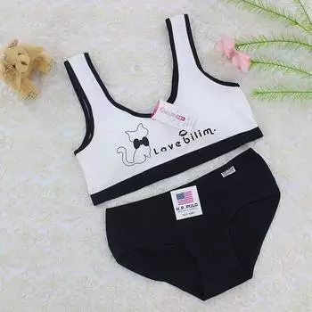 Бюстгальтер для детей, хлопковый тренировочный бюстгальтер для девочек-подростков, нижнее белье 8-14 лет 8 to 14 years белый