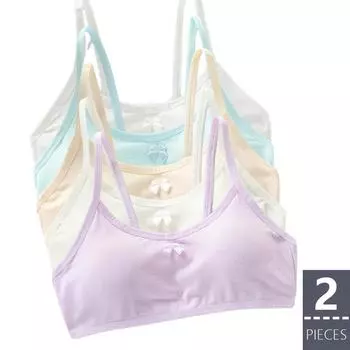 Бюстгальтер для девочек, нижнее белье, хлопковый детский бюстгальтер в горошек, тренировочные бюстгальтеры для подростков, дышащие укороченные топы для девочек-подростков One size белый