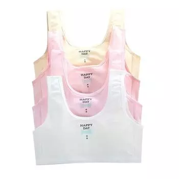 Бюстгальтер для девочек-подростков, хлопковое нижнее белье для спортзала, тренировочный жилет, укороченный топ для девочек, нижнее белье 10-16 лет one size белый