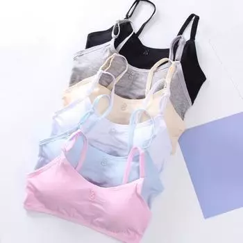 Бюстгальтер для девочек-подростков Нижнее белье для подростков Топ-бюстгальтер для студентов One Size синий