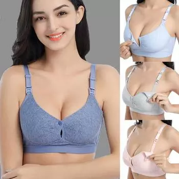 Бюстгальтер для кормления грудью для беременных женщин без косточек Легкие бюстгальтеры для кормления дышащий хлопок с застежкой спереди для беременных бюстгальтер без косточек нижнее белье 34 синий