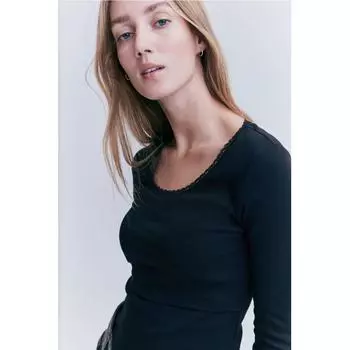 Бюстгальтер для кормления HM MAMA с кружевной отделкой, черный