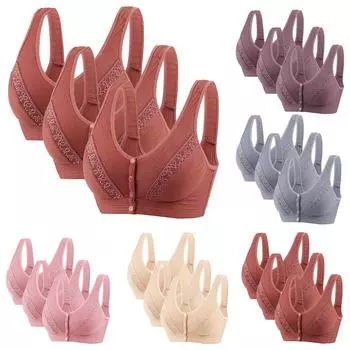 Бюстгальтер для мам с пряжкой спереди и кружевным краем большого размера, сексуальный, без стального ободка, дышащий, тонкий, хлопковый, комплект из 2-х предметов для женщин S Size 36/80C